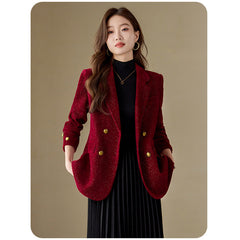 Lady Temperament Casual Gold Velvet Suit Top