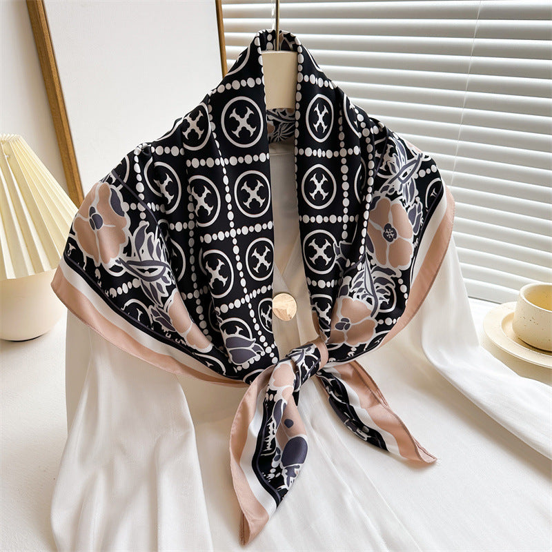 Womens Floral Color-Block Sun-Protective ShawlHijab