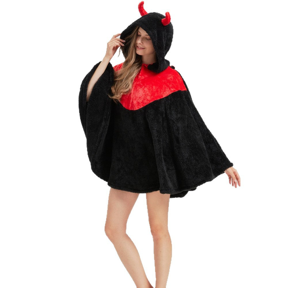 Cartoon Nightgown Halloween Cloak Flannel Little Devil