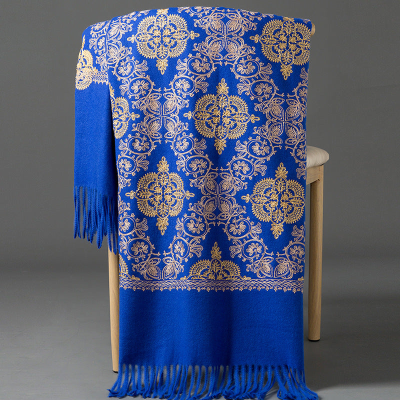 Ethnic-style Faux Cashmere Embroidered Shawl Scarf