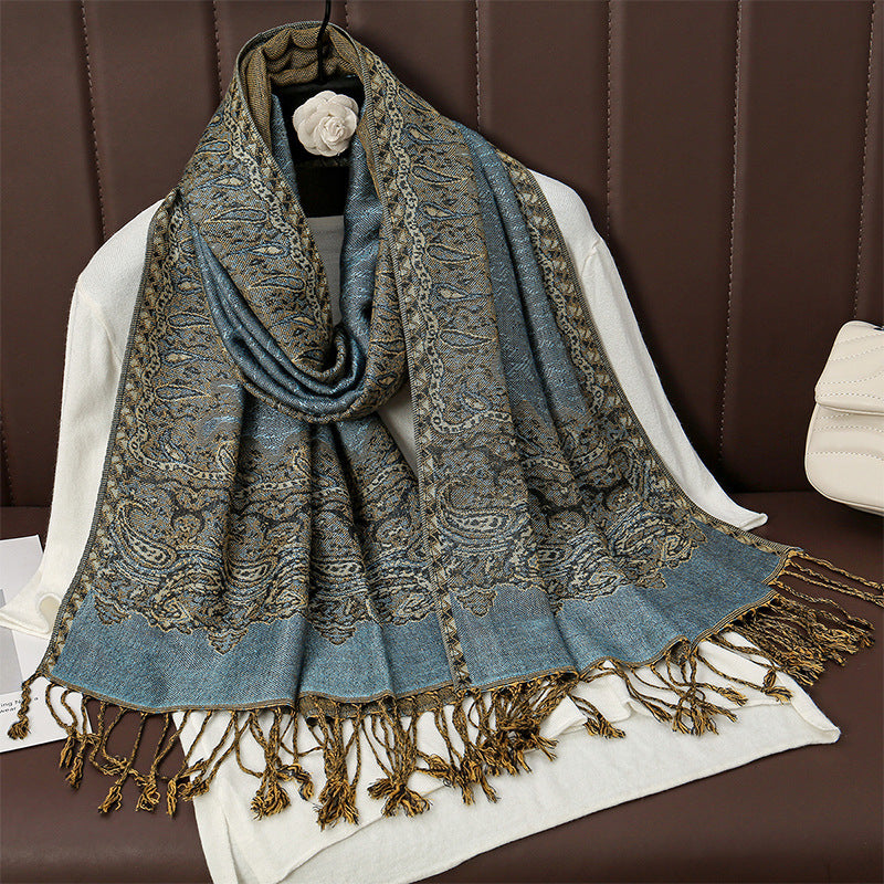 Womens AutumnWinter Faux Cashmere Shawl Cozy Wrap Scarf For Warmth