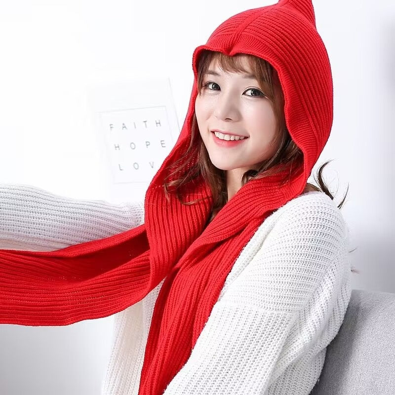 Versatile Solid-color Knitted Wool Scarf Stylish And Warm Neck Warmer
