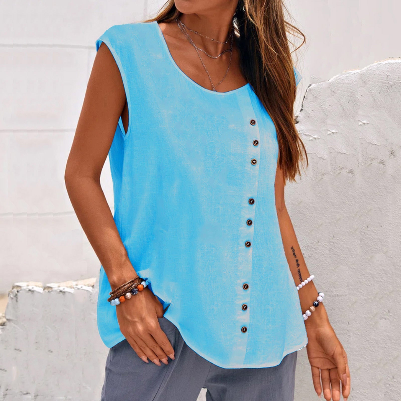 Women's Vintage Oversized Casual Sleeveless Top