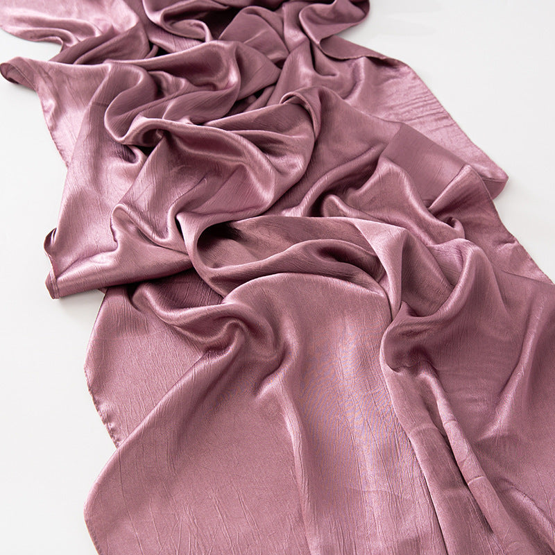 New Style Crinkled Satin Scarf With A Silky Smooth Feel, Perfect As A Headscarf Or Shawl