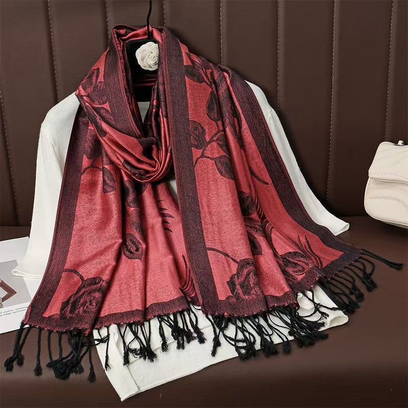 Womens AutumnWinter Faux Cashmere Shawl Cozy Wrap Scarf For Warmth