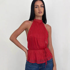 Women's Backless Strappy Halter Tank Top
