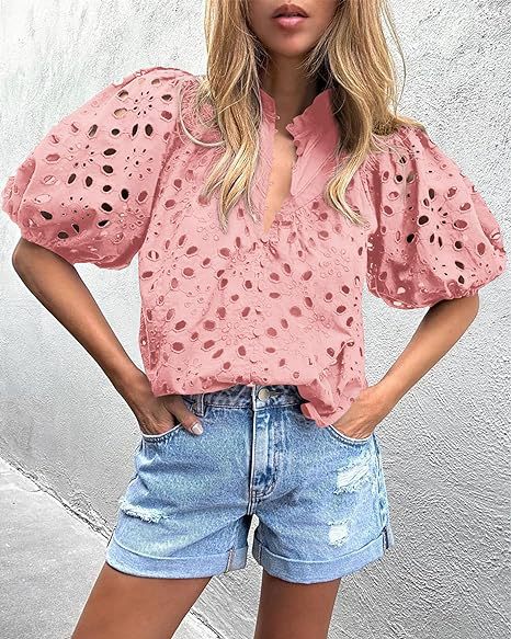 Womens Stylish Casual Hollow-out Lace Top