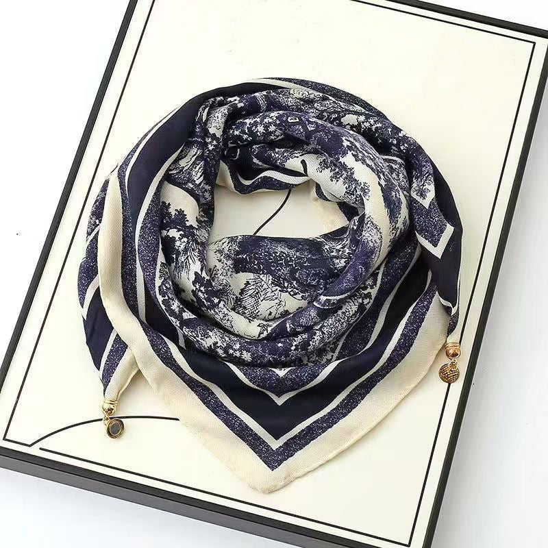 Thermal Square Scarf With Magnetic Clasp Triangular Silk Scarf Cotton Neck Warmer For Women