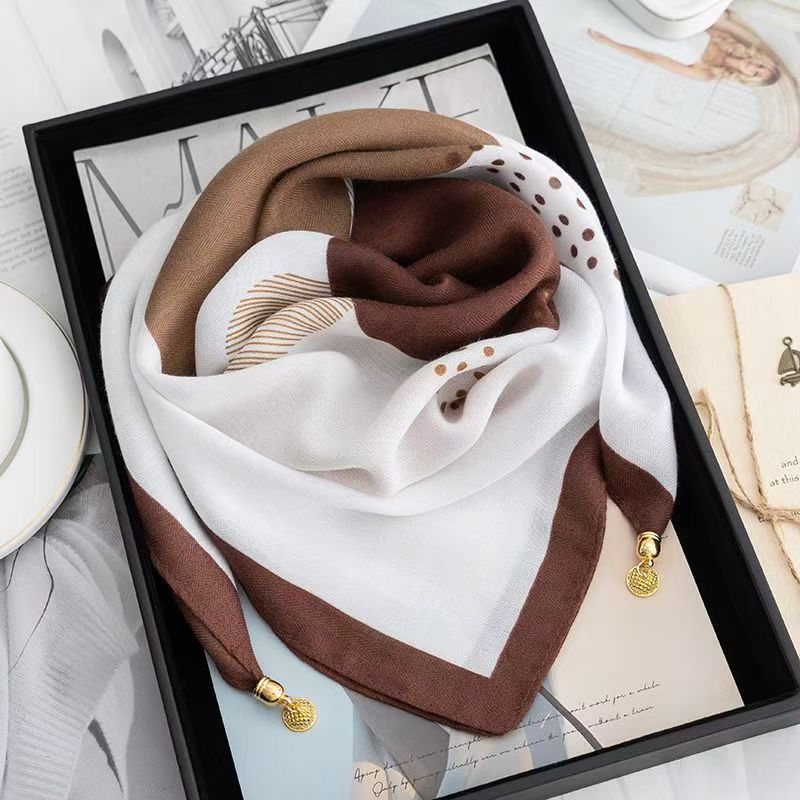 Thermal Square Scarf With Magnetic Clasp Triangular Silk Scarf Cotton Neck Warmer For Women