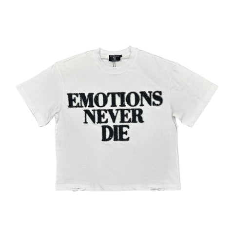 Mixed Emotions White ‘End’ Rhinestone Tee