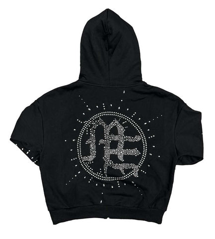 Mixed Emotions Eclipse Rhinestone Hoodie Black