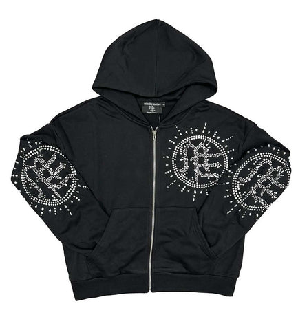Mixed Emotions Eclipse Rhinestone Hoodie Black