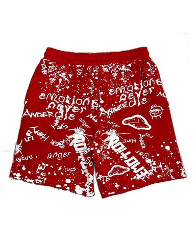 Mixed Emotions Graffiti Shorts Red