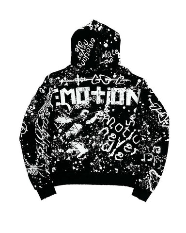 Mixed Emotions Graffiti Zip Up Hoodie Black