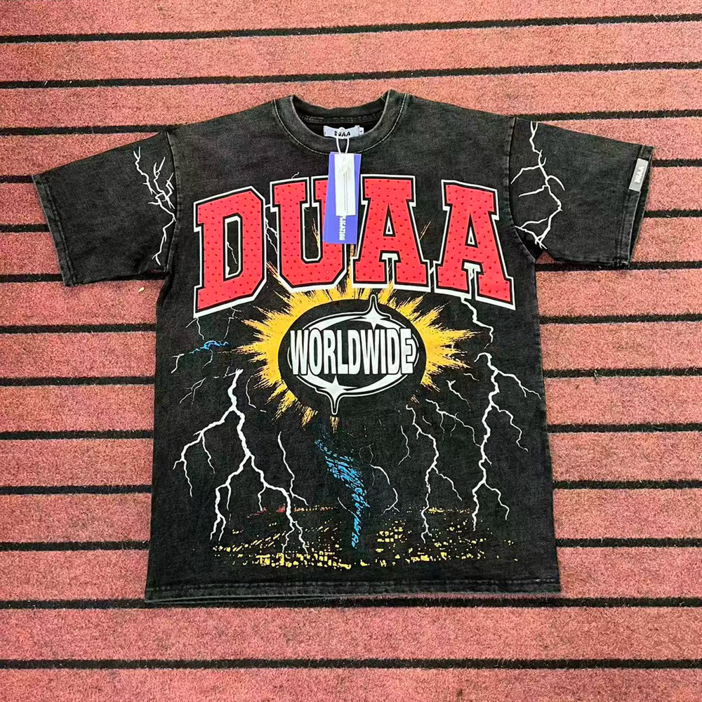 DUAA Lightning Storm Worldwide Vintage Oversized T‑Shirt
