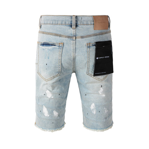 Purple Jeans New Jeans Men Personality Fashion Splash-Ink Vintage Jean Shorts 5006