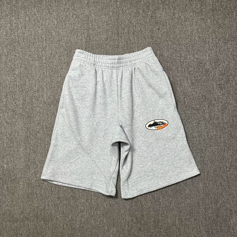 Corteiz Alcatraz Island Front Logo Heavyweight Shorts - Heather Grey