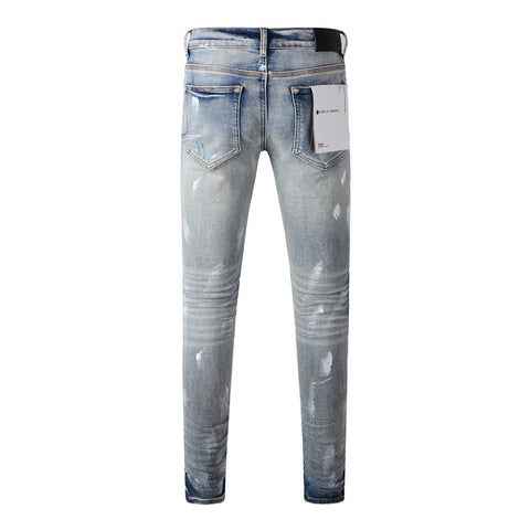 Purple Jeans Designer Women Purple High Street Purple Denim Black Long Mid Pants Hole for Men Purple Jeans 9043