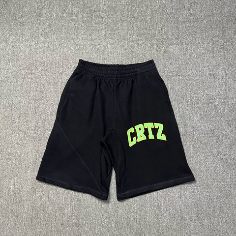 Corteiz Collegiate Arc Logo Heavyweight Shorts - Black green