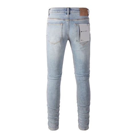 Purple Jeans Light Blue Vintage Personality Fashion Ripped Jeans 9010