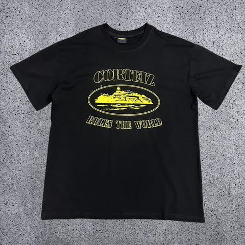 Corteiz "Rules The World" Alcatraz Graphic Tee (Black & Yellow Edition)