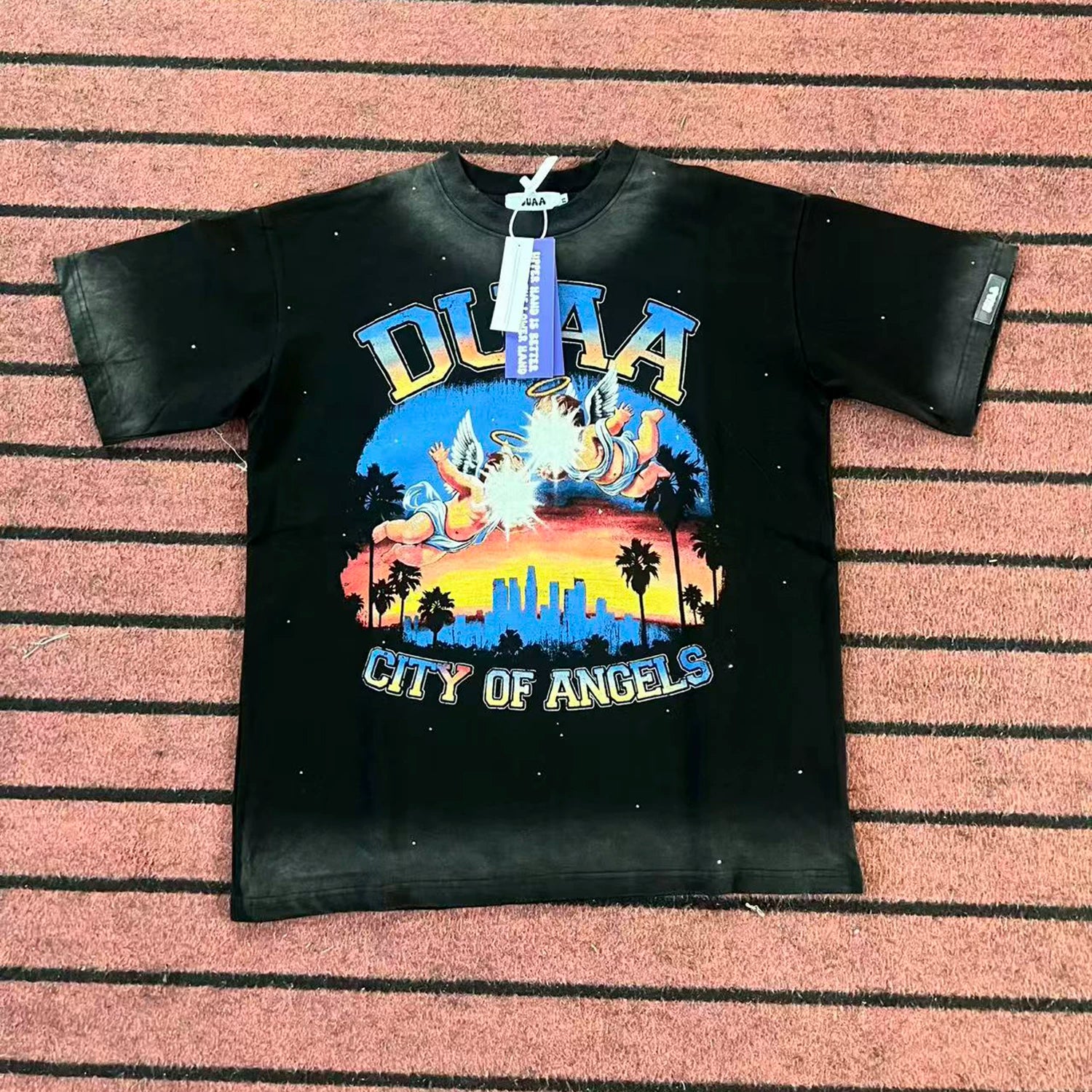 DUAA City Of Angels Vintage Angel Graphic Oversized T‑Shirt