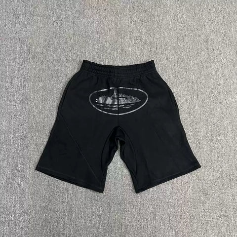 Corteiz Alcatraz Island Graphic Heavyweight Shorts Black/White
