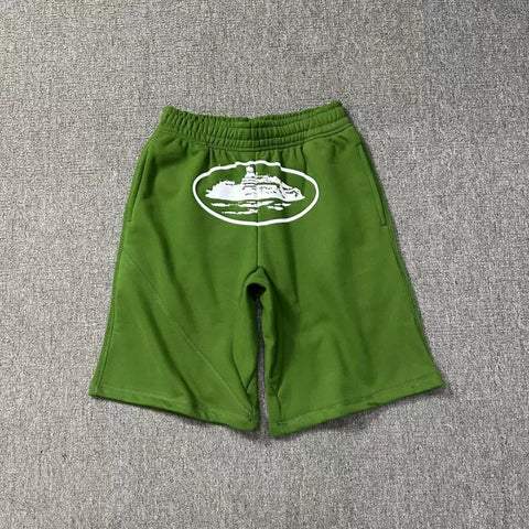 Corteiz Alcatraz Island Graphic Heavyweight Shorts green