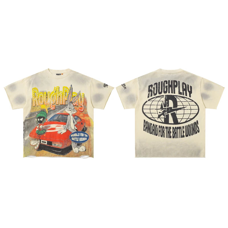 Roughplay Vintage Bugs Bunny Sports Car Oversized T‑Shirt