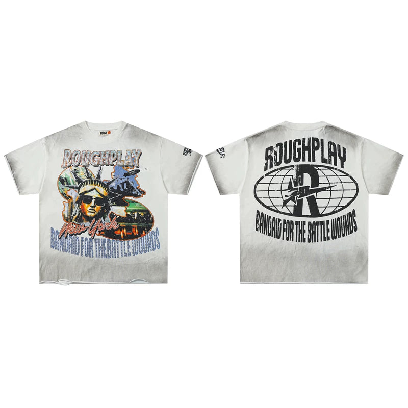 Roughplay New York Statue Of Liberty Vintage Oversized T‑Shirt