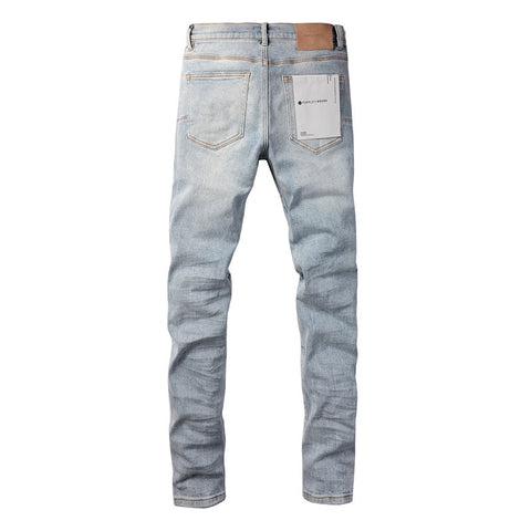 Purple Jeans Light Blue Vintage Personality Fashion Ripped Jeans 9010