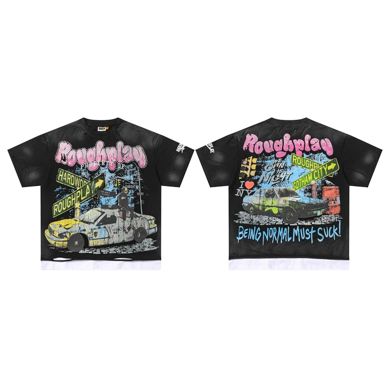 Roughplay Gotham City Police Car Vintage Oversized T‑Shirt