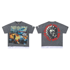 Roughplay Street Scene Skull Vintage Oversized T‑Shirt