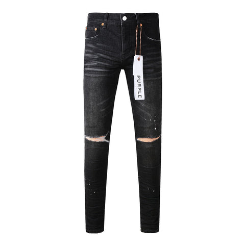 Purple Jeans Black New Mens Personality Fashion Ripped Jeans 9035