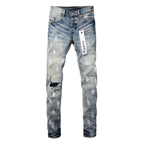 Purple Jeans Designer Women Purple High Street Purple Denim Black Long Mid Pants Hole for Men Purple Jeans 9043