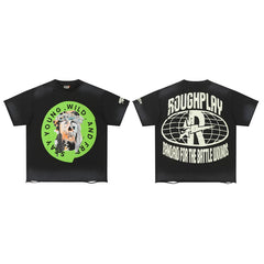Roughplay Green Circle Skull Vintage Oversized T‑Shirt