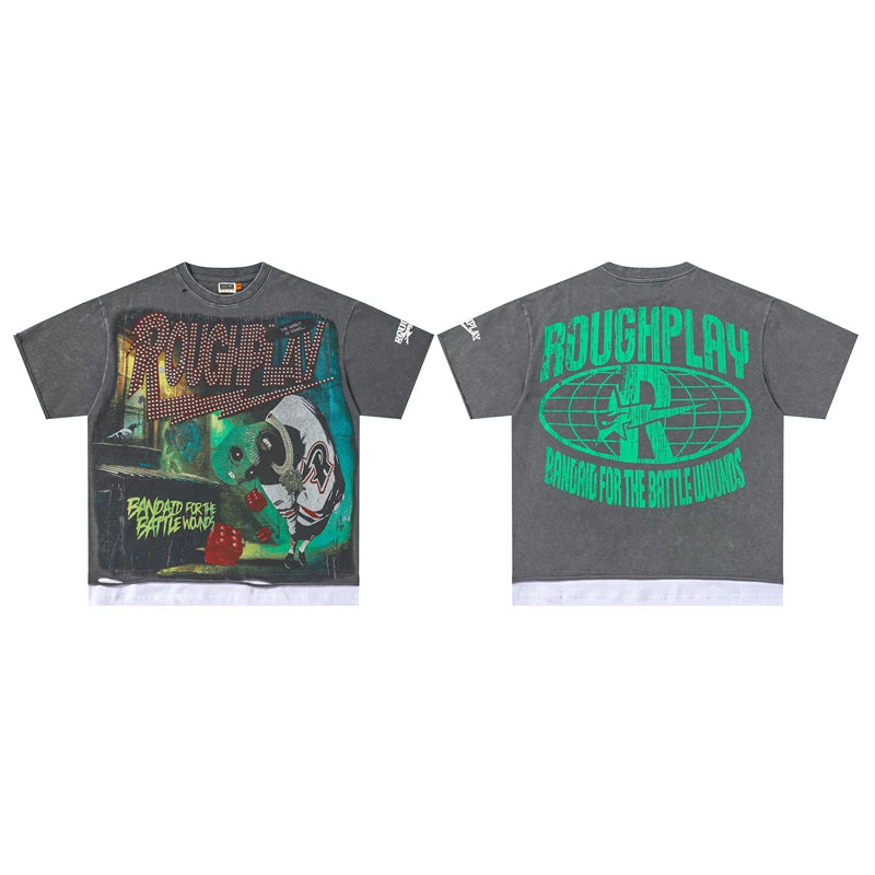 Roughplay Baseball Alien Vintage Oversized T‑Shirt