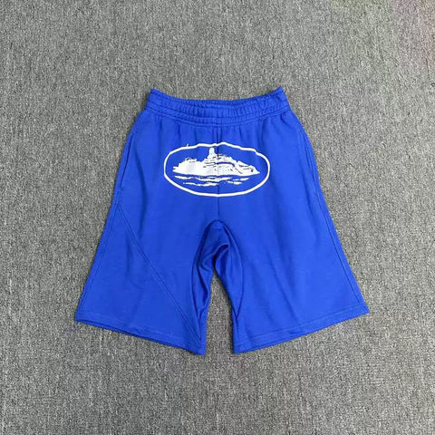 Corteiz Alcatraz Island Graphic Heavyweight Shorts Royal Blue