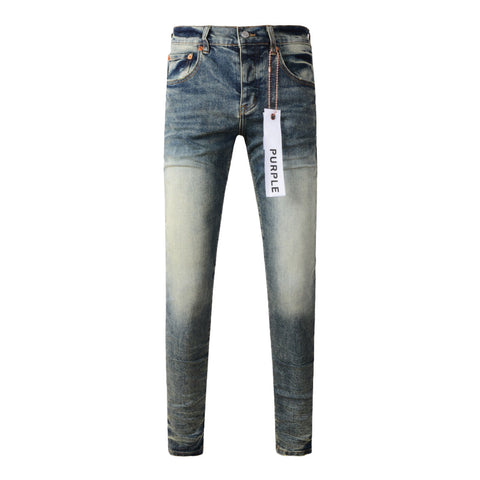 Purple Men Black Jeans Distressed Hole Unique Personality 9042