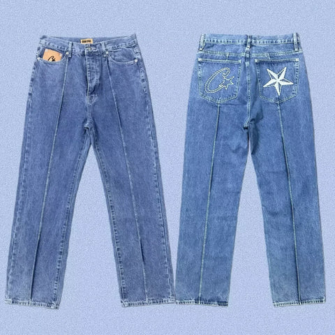 Corteiz Heavyweight Denim Pants Light blue