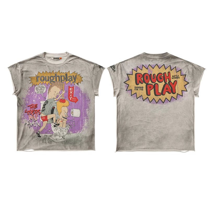 Roughplay Cartoon Vintage Oversized T‑Shirt