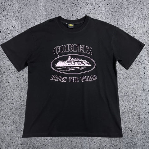 Corteiz "Rules The World" Alcatraz Graphic Tee (Black & Pink Edition)