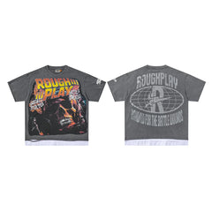 Roughplay Flame Skull Vintage Oversized T‑Shirt