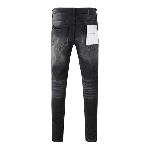 Purple Jeans  New Fashion Men Black Jeans Distressed Hole Unique Personality