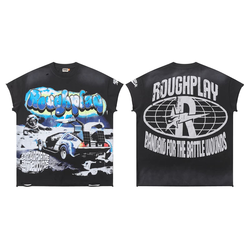 Roughplay Space Car Vintage Oversized T‑Shirt