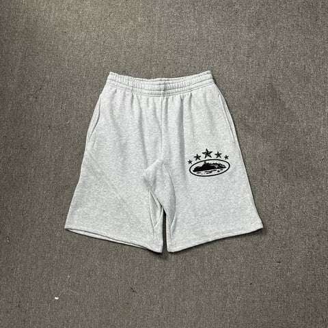 Corteiz 5-Star Alcatraz Island Front Logo Heavyweight Shorts grey