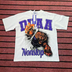 DUAA Tiger Break‑Through Graphic Oversized T‑Shirt