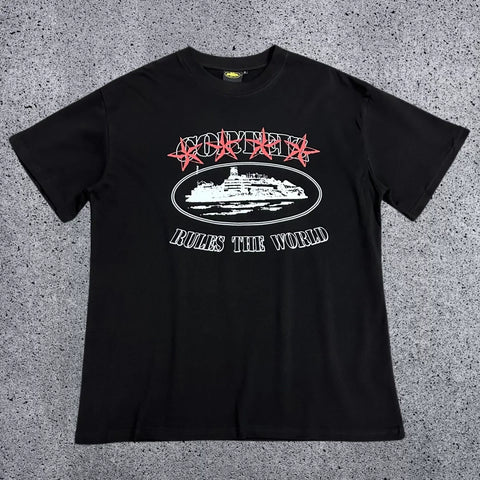 Corteiz Cruise Ship Rules The World T-Shirt – Black