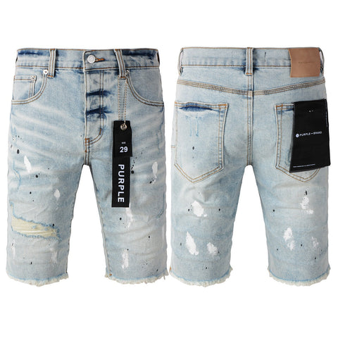 Purple Jeans New Jeans Men Personality Fashion Splash-Ink Vintage Jean Shorts 5006