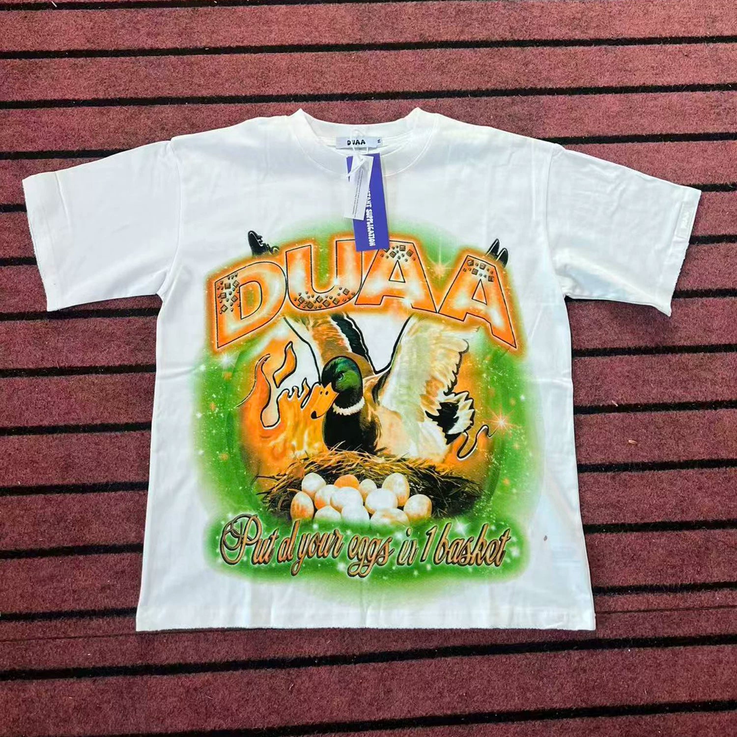 DUAA Duck Eggs Vintage Graphic Oversized T‑Shirt